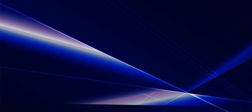 Abstract blue light streak with polygon on dark background