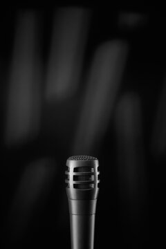 Handheld microphone ready for performance or speech