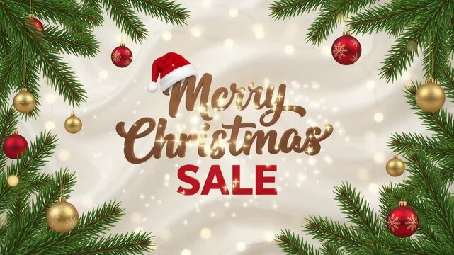 Merry Christmas Sale Discount Offer Promo Animation, Holiday Shopping Event Motion Graphic Background
