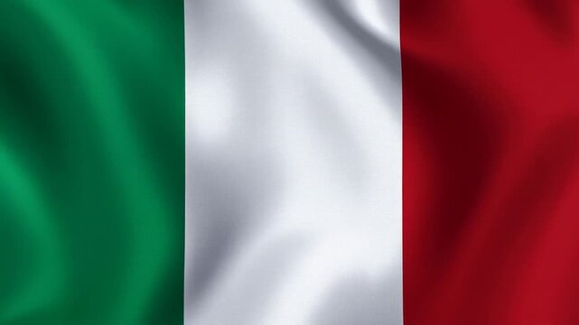 Waving green, white, and red tricolor flag fills the frame with rippling fabric. Patriotic event promotion, independence celebration media, and cultural documentary.