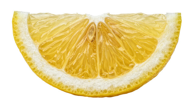 Fresh juicy yellow lemon fruit slice with visible pulp and zest texture