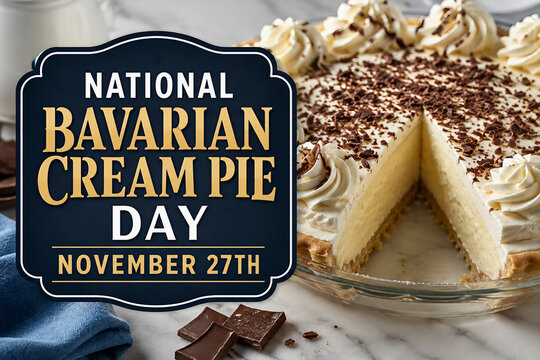 National Bavarian Cream Pie Day November 27th Dessert Background