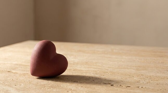 A beautiful valentine day luxury heart background featuring a single dark chocolate heart on a textured surface