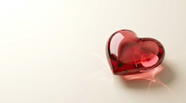 A beautiful red crystal heart for valentine day luxury heart backgrounds with a soft clean minimalist aesthetic