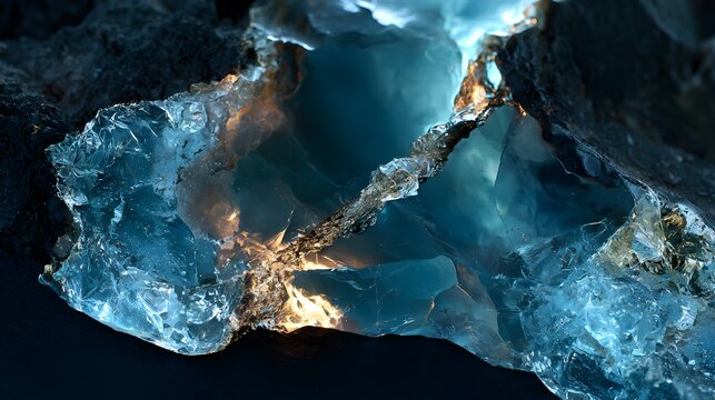 Translucent mineral fracture with sharp detail