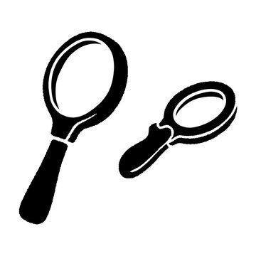 Two black magnifying glasses in a hand drawn sketch style for investigation and discovery concepts