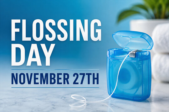 Flossing Day November 27th Dental Health Care Concept