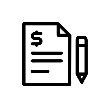 Financial document with pencil icon representing invoice or billing form.