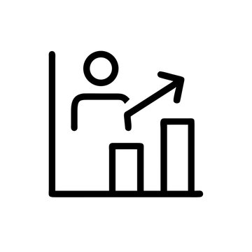 Performance chart with person icon showing individual career progress.
