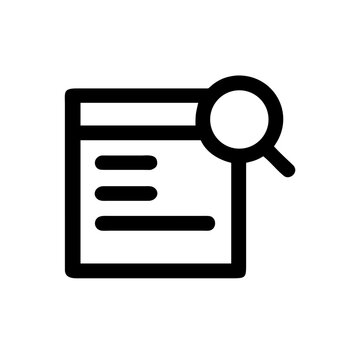 Document with magnifying glass indicating search and analysis of information.