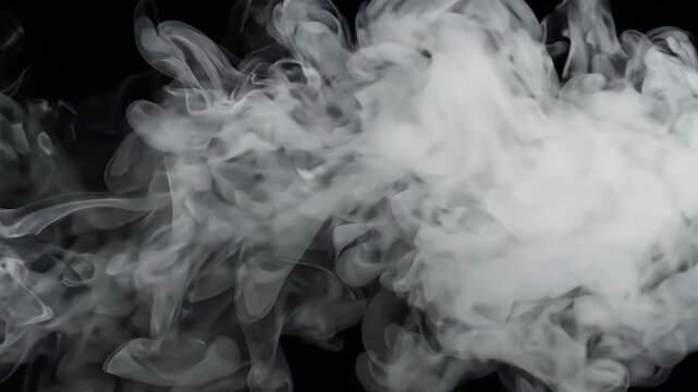 Wisps of Ethereal Smoke: A dynamic swirl of white smoke curls and drifts against a dark backdrop, creating an abstract and mysterious visual effect.