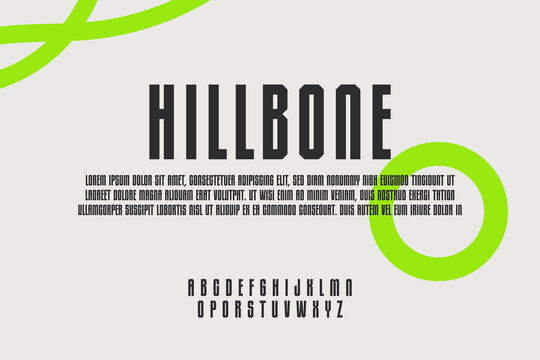 Modern Bold Tall Condensed Display Font.