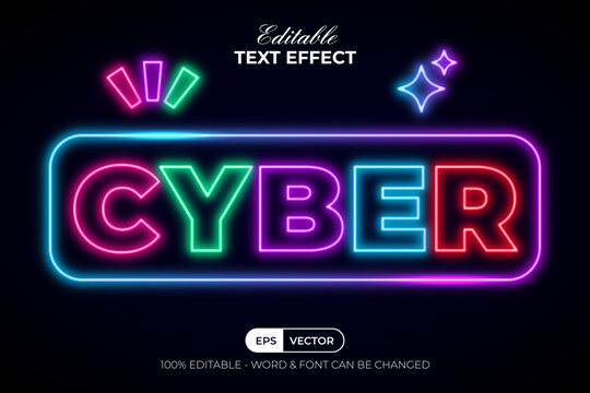 Neon Editable Cyber Colorful Light Text Effect Style.