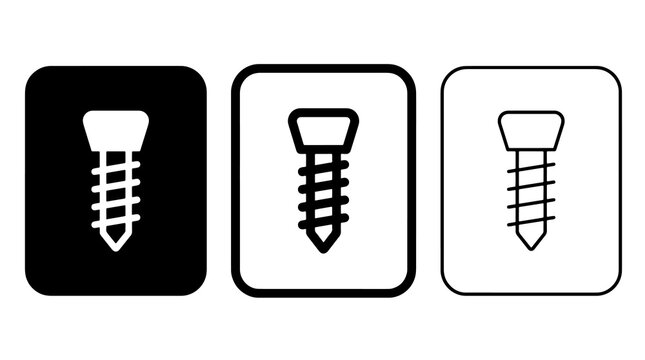 Medical bone screw implant icons set on contrasting backgrounds