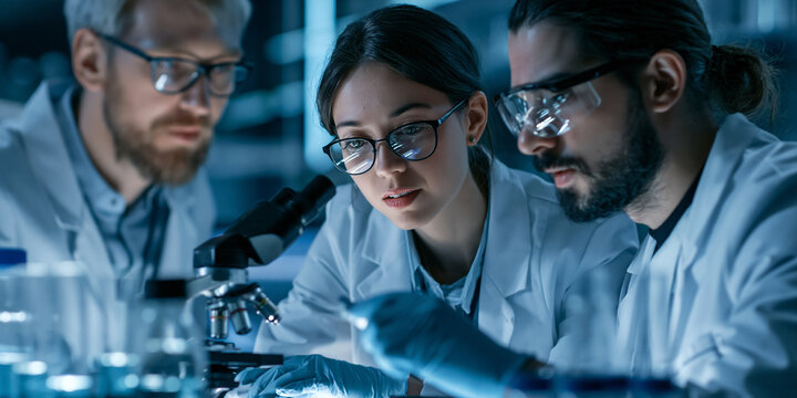 medical technology team in a modern laboratory, healthcare engineers and medical professionals collaborating on prototype development, interdisciplinary usability testing of innovative technology