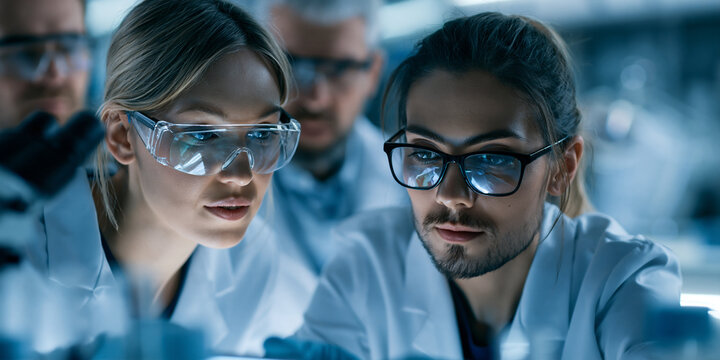 medical technology team in a modern laboratory, healthcare engineers and medical professionals collaborating on prototype development, interdisciplinary usability testing of innovative technology
