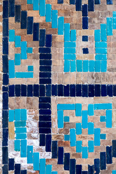 Chreli Abano sulfur baths tiles in turquoise and dark blue brick mosaic, Tbilisi, Georgia