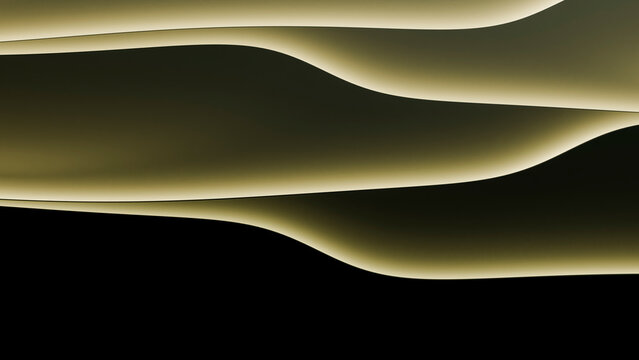 Abstract illuminated curved wall with flowing light and shadow