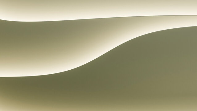 Minimalist curved wall with soft lighting in modern interior