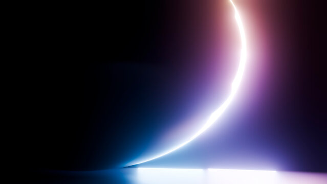 Glowing crescent light abstract digital art with purple and blue hues