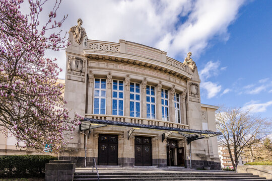 GIESSEN Builing of Theatre with magnolia blossom in springtime