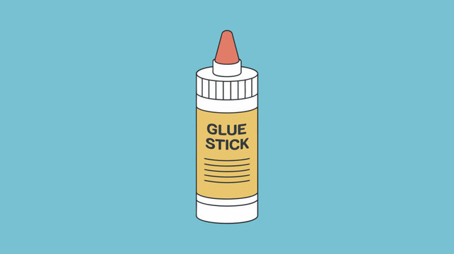 Flat Vector Illustration of an Adhesive Glue Stick Container Used for Arts Crafts and Office Projects Isolated on a Solid Blue Background