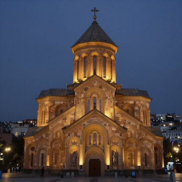 Graffiti Church Yerevan. Evening Image Of Church Of St. Gregory In Erevan, Armenia