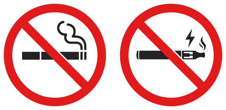 No Smoking and No Vaping Prohibition Signs Red Circles