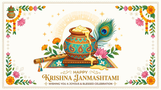 Krishna Janmashtami: Pot of Ghee, Flute, Peacock Feather, Flowers & Decorations