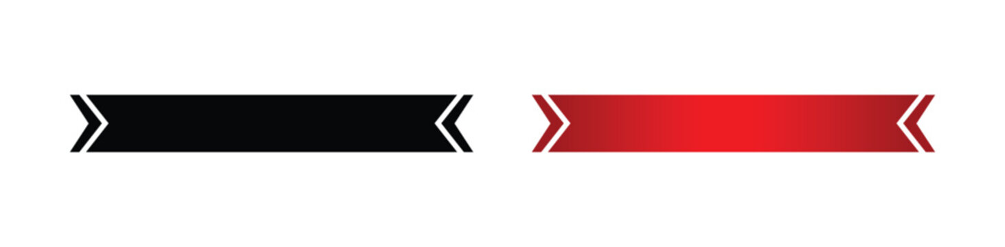 Black and red ribbon banners with elegant curves and white highlights