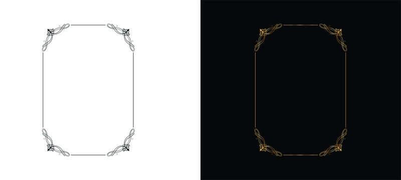 Decorative rectangular frame set with white and black variations for design projects