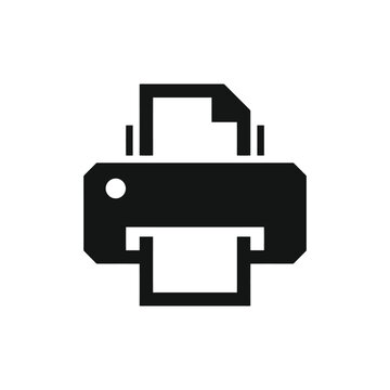 Printer icon vector illustration in flat style, simple black printer symbol for document printing, office equipment, user interface design