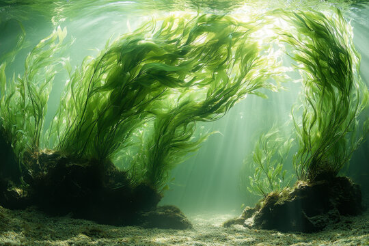Seaweed floating in water.