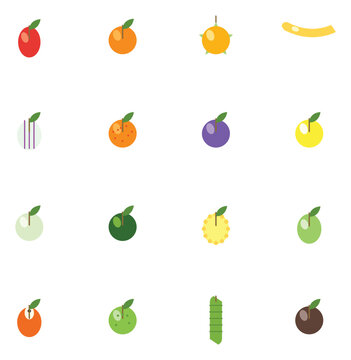 Exotic fruits set 2, tamarillo naranjilla physalis curuba pepino lulo star apple abiu white sapote black sapote rollinia pawpaw ackee breadnut monstera palmyra