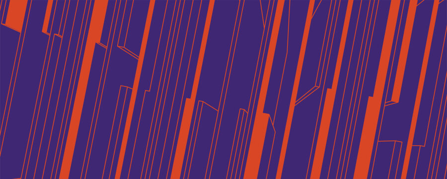 Background pattern vertical and linear geometric stripes with purple architecture abstract. Technology modern dynamic and orange line digital with futuristic shape graphic.