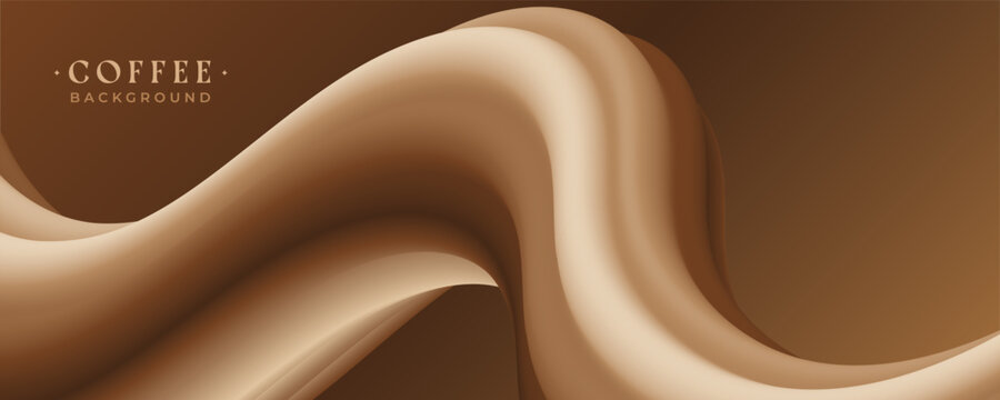 Coffee cosmetic brown and gradient background wave with chocolate abstract texture. Luxury pattern light and beige premium soft with rich silk cappuccino.