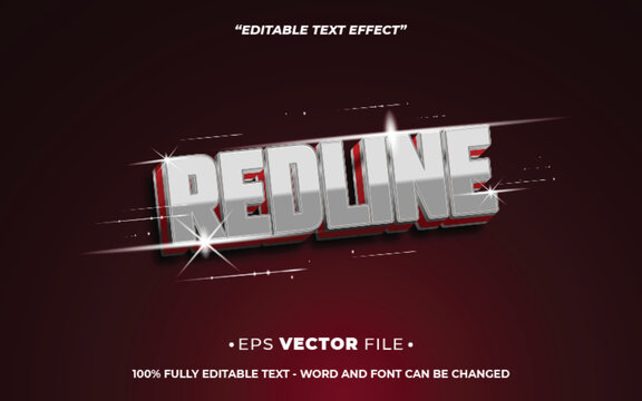 redline 3d text effect editable vector style for esports gaming logo and sports action title