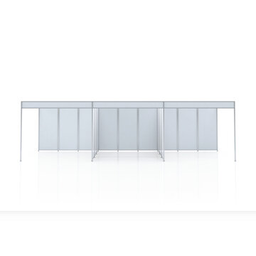 Large Exhibition Booth with Divided Areas. 3D Rendering