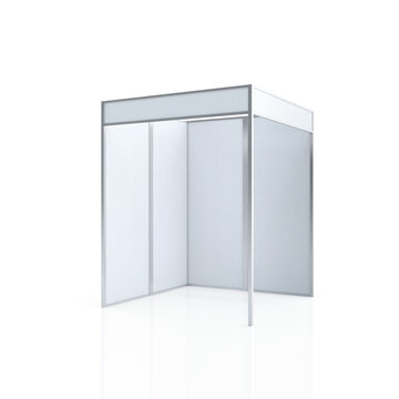 Narrow Corner Display Booth. 3D Rendering