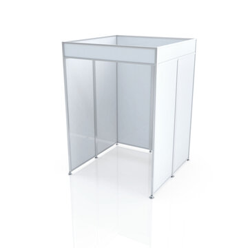 Slim Exhibition Enclosure from Above. 3D Rendering