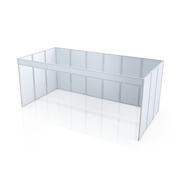 Wide Open Display Booth from Above. 3D Rendering