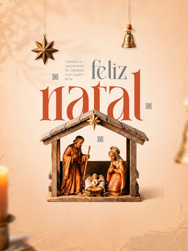 Feliz Natal Pres&eacute;pio de Madeira Post Card Insta Template Banner