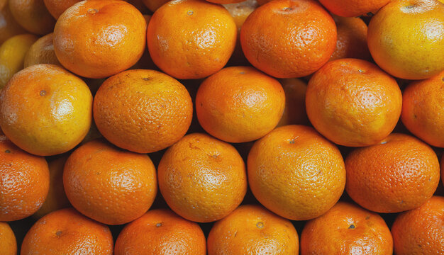 Fresh tangerine harvest background. Organic ripe mandarin fruit market pile