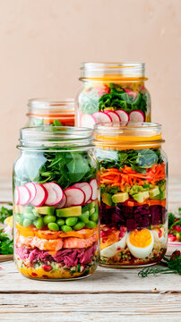 Healthy Meal Prep Salads in Glass Jars