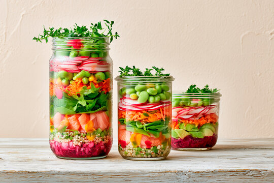 Healthy Meal Prep Salads in Glass Jars