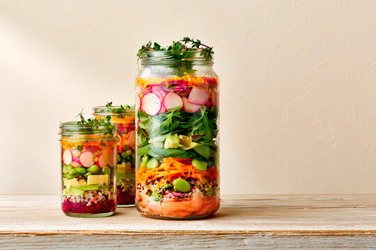 Healthy Meal Prep Salads in Glass Jars