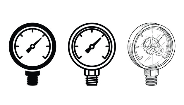 Pressure gauge vector illustration for industrial measurement and control applications.