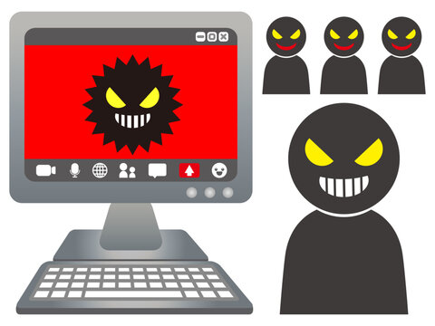 パソコンをハッキングするハッカーのイラスト素材4