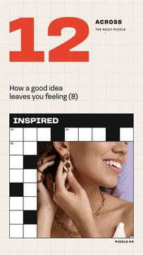 Crossword Stories / Oversized Red Clue Number With a Puzzle Photo Frame for Fashion Promos, Creative Portfolios and Social Media / Vertical / Part 04