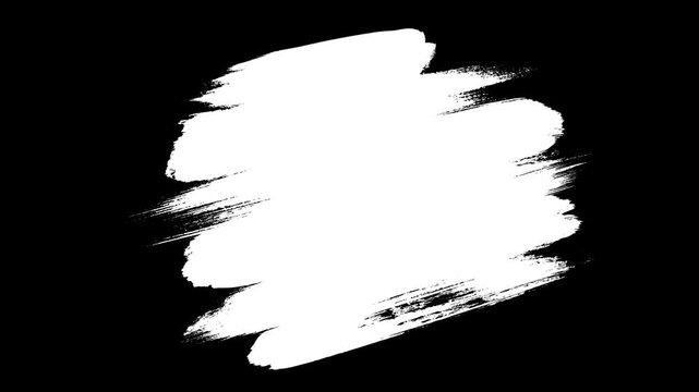 Animated white paint brush stroke, textured rough scribble patch graphic, isolated video overlay element   